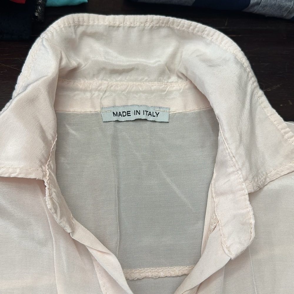 Made In Italy Sequins Pocket Rayon Blousey Top Pink OS EUC - Picture 7 of 8